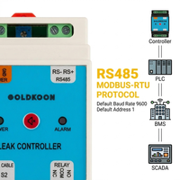 Controlador de Detección de Fugas de Agua RS485 Modbus RTU TCP, Cable de 500m, 12-24VDC, Riel DIN, Relé, Alarma Estroboscópica