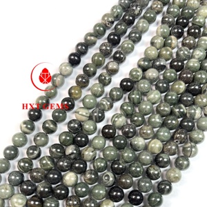 प्राकृतिक गोल मोती हरी लकड़ी जैस्पर 10 मिमी थोक पत्थर के मोती - Product Image 5