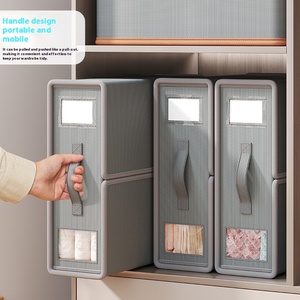 Caja de Almacenamiento Plegable para Sábanas con Tapa, Contenedor Organizador Apilable de Tela No Tejida con Ventana y Asa para Armario, Ropa de Cama, Mantas y Fundas de Almohada - Product Image 3
