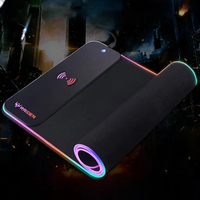 Pengisi daya nirkabel logo kustom isi daya nirkabel ukuran besar, alas tetikus alas mouse gaming LED RGB