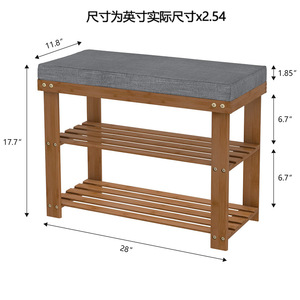 Shoe Rack With <b>Cushion</b> 3 Tier Bamboo Shoe Stool Entryway Indoor Hallway Bedroom Space Saving <b>Storage</b> Furniture - Product Image 5