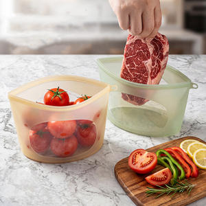 Sacs de conservation en silicone de qualité alimentaire, haute transparence, double <span class=keywords><strong>fermeture</strong></span>, design à <span class=keywords><strong>tirette</strong></span>, réutilisables, étanches, hermétiques, prix usine - Product Image 3