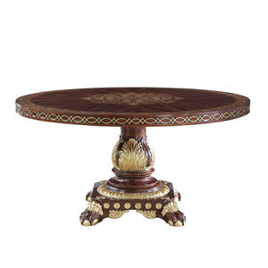 Mesa de Comedor Redonda de la Serie <span class=keywords><strong>Castillo</strong></span> de <span class=keywords><strong>Windsor</strong></span>, Mesa de Comedor Grande de Madera Maciza Tallada de Estilo Europeo - Product Image 5