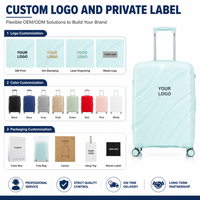Ensemble de bagages rigides personnalisables avec logo, en PP, bleu ciel, avec poignée télescopique, pour cabine et voyage