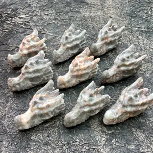 Wholesale Polished Natural Crystal Carving Red Net Stone Dragon Head For Fengshui Dec