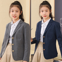 Veste de Costume pour Enfants, Tenue Formelle pour Écoles Primaires et Secondaires, Costumes Garçons et Filles en Coton Gris, Style Printemps/Automne, Style Preppy Campus