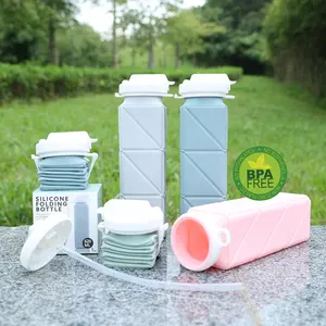 Eco-friendly per bambini da campeggio a scomparsa bicchieri portatili per uso alimentare in silicone pieghevole in paglia pieghevole bottiglia d'acqua