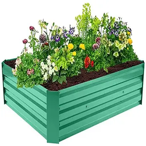批发47.2 “x47.2” x7.87 “矩形凸起花园床箱，带钢框架，用于蔬菜花卉草药