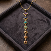 2024 mode femmes laiton métal collier pierre précieuse naturelle 7 Chakra pendentif collier