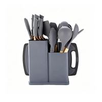 Ensemble de 19 ustensiles de cuisine en silicone de qualité alimentaire, résistants à la chaleur, antiadhésifs, spatules, cuillères, couteaux avec seau de rangement