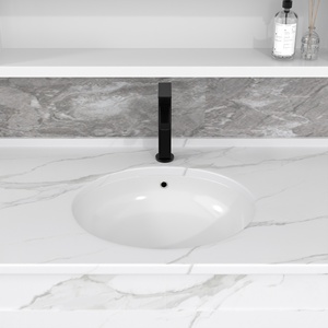 Modern Egg Shape Ceramic Under Counter <strong>Bathroom</strong> Vanity <strong>Sink</strong> <strong>Bowl</strong> White Oval Vessel with Size 19" X 16" Basin - Product Image 5