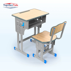 Ensemble bureau et chaise pour étudiants modernes, simple ou double, de haute qualité, taille réglable, personnalisable, pour la maison, l'étude ou l'école - Product Image 3