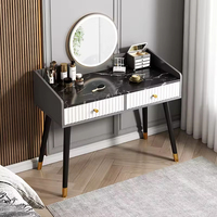 Table de toilette moderne pour femmes avec plateau en marbre, coiffeuse, table de chevet avec miroir intelligent, meubles de chambre à coucher de luxe