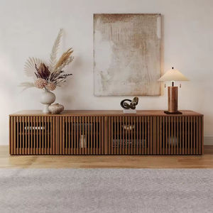 Meuble <span class=keywords><strong>TV</strong></span> <span class=keywords><strong>mural</strong></span> flottant en contreplaqué sur mesure, meuble <span class=keywords><strong>TV</strong></span> cannelé moderne et minimaliste, console multimédia OEM/ODM - Product Image 4