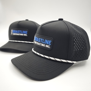 Boutique 5 Panel Solid <b>Waterproof</b> Golf Cap Custom Silicone Logo Low MOQ OEM Laser Perforated Flat Bill Dimensional Badge Trim - Product Image 4