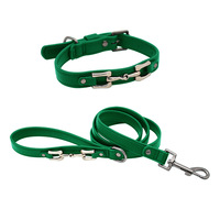 Ensemble collier et laisse pour chien, double boucle réglable en métal, aspect cuir, noir, accessoires pour animaux de compagnie, produits et fournitures pour la promenade