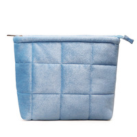 BESTELLA sac à cosmétiques matelassé avec logo personnalisé trousse de toilette de maquillage grande capacité de rangement en velours grand
