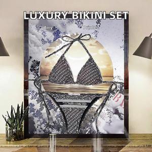 Conjunto de Bikini de Marca de Diseño de Lujo, Traje de Baño de Dos Piezas con Estampado de Letras y Diseño Sexy para la Playa - Product Image 2