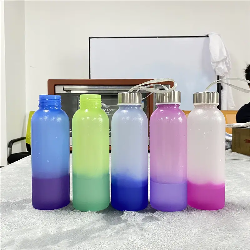زجاجات رياضية من البلاستيك قابلة لإعادة الاستخدام, 18 أوقية ، 520 مللي ، للصيف ، زجاجة مياه باردة ، قابلة لإعادة الاستخدام ، مع أغطية مقاومة للتسرب ، للمشروبات الباردة والماء
