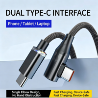Câble coudé USB 3.2 Type-C vers Type-C 120W 6A à charge rapide, blindage en nylon tressé, pour iOS iPhone 15/16, ordinateur, imprimante, lecteur de codes-barres