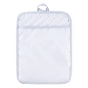 Portalámparas de poliéster blanco resistente al calor para cocina, estampado personalizado, con bolsillo y guante para horno, impresión por sublimación