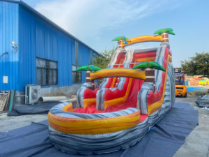 Scivoli gonfiabili commerciali di palma con piscina all'aperto parco divertimenti attrezzature scivolo d'acqua per la <span class=keywords><strong>vendita</strong></span> - Product Image 2