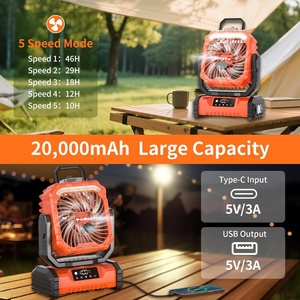 Ventilateur brumisateur portable USB 5 vitesses avec lumière LED et batterie externe 20000 mAh, en plastique, pour usage extérieur - Product Image 5