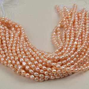 สร้อยคอมุกน้ำจืดทรงบาร็อคขนาด 8-9 มม. สีทองเข้ม งานกึ่งสำเร็จรูป ลูกปัดมุกทำมือ สำหรับงาน DIY - Product Image 4