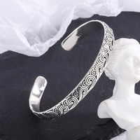 Bracelets unisexes en acier inoxydable plaqué argent, style vintage, motif vague, haut de gamme, luxe discret, minimaliste, tendance, bande unie