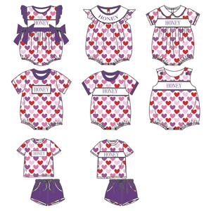 Ручная вышивка смокингом на детской одежде: короткие комбинезоны-пузыри с именной вышивкой для Дня святого Валентина, милые модели для малышей - Product Image 2