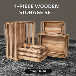 Cesti <span class=keywords><strong>in</strong></span> <span class=keywords><strong>Legno</strong></span> Moderni Rettangolari Grandi con Manico, Contenitori Salvaspazio Stile Rustico, Capacità 10-20L - Product Image 3