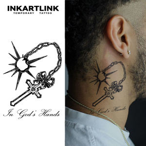 Autocollant de <span class=keywords><strong>tatouage</strong></span> temporaire personnalisé motif étoile croisée, imperméable, longue durée (15 jours), semi-permanent, pour le <span class=keywords><strong>cou</strong></span> et les épaules - Product Image 1