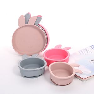 Juego de Alimentación de Silicona para Bebés Sin BPA, Vajilla con Diseño de Conejito para Recién Nacidos, Tazón y Cuchara para Uso Ligero, Apto para Niños - Product Image 2