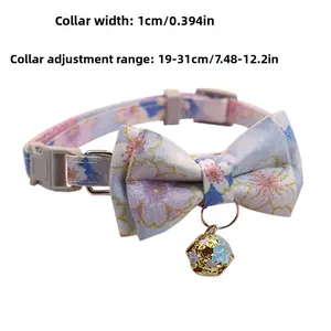 Collares elegantes de lujo para gatos y perros con lazo y campana, diseño deportivo a cuadros, ropa sostenible para exteriores para gatitos y cachorros - Product Image 6