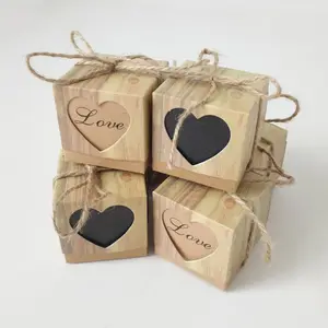 Vintage Regalo di Kraft Scatole di Biscotti Imballaggio della Scatola di Cuore di Amore Contenitore di Caramella per la Cerimonia Nuziale Del Partito decorazioni Per La Casa