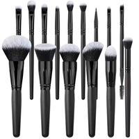 15 pinceaux de maquillage noirs ensemble outils de maquillage haute qualité végétarien sans cruauté cosmétiques professionnel pinceau de maquillage unique