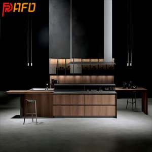 Muebles de Cocina de Alta Gama REFOR, Estilo Madera Personalizado, Gabinetes de Cocina con Chapa de Madera y APP, con Isla - Product Image 1