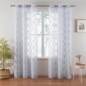 JA Personnalisable Vente en Gros Top <span class=keywords><strong>Finel</strong></span> Blanc Sheer Rideaux Brodés Diamant Oeillets Rideaux de Fenêtre pour Salon Chambre à coucher - Product Image 3