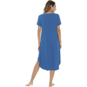 Chemise de nuit personnalisée pour femme à col en V et manches courtes, en tricot respirant, tenue de nuit décontractée, robe de nuit bleue, pyjama pour femme - Product Image 2