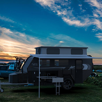 Caravane en aluminium à vendre Lotus Aud Australie Maison mobile australienne Caravane tout-terrain noire légère Remorque avec toilettes