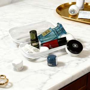 SYY 클리어 Pvc 하드 쉘 지퍼 케이스 더블 지퍼 하드 파우치 투명 케이스 간식 여행 세면 용품 작은 품목 - Product Image 4