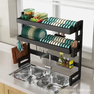 Escurridor de platos ajustable para fregadero de cocina con estante de almacenamiento para platos, cuencos, palillos, multiusos, no requiere instalación - Product Image 2