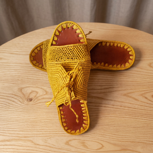 Handmade Yellow Raffia Lace-Up <b>Slippers</b> Open Toe Breathable Genuine Leather Insole Summer <b>Outdoor</b> Women Girls - Product Image 2