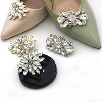 2024 nouveau verre clouté chaussures à talons hauts accessoires chaussures clip alliage strass chaussure fleur breloques amovible bricolage décorations