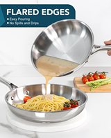Ensemble de poêles à frire modernes en acier inoxydable 18/10, base triple, poignée ergonomique en acier inoxydable, compatible induction, type wok antiadhésif