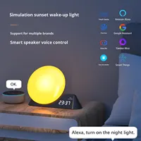 IBN5091 Nouveau Réveil Intelligent Automatique avec Simulation du Lever du Soleil, Contrôlé par l'Application Tuya, Haut-parleur Bluetooth et Bruit Blanc, RVBW Coloré pour Chambre et Maison