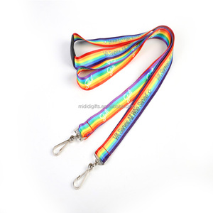 Cordón impreso personalizado con logotipo de tu marca, correas <span class=keywords><strong>para</strong></span> el cuello de arcoíris, regalos de crucero, cordones promocionales de poliéster, fábrica de aprobación de <span class=keywords><strong>Disney</strong></span> - Product Image 1