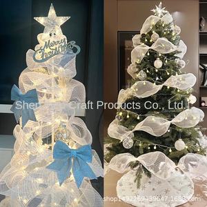 Ornamen bola Natal & pohon kualitas tinggi jaring buku lebar 26CM di merah dengan pita putih dekorasi jaring PP Kecil - Product Image 2