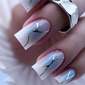 Argent pressé dégradé Style français ongles autocollants ligne rayure décalcomanies mode ongles accessoires <span class=keywords><strong>Gel</strong></span> vernis ongles enveloppes - Product Image 6