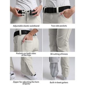 Pantalons de ski pour femmes sur mesure, coupe ajustée, imperméables, coupe-vent, résistants à l'eau 20k, respirants 15k, vêtements de neige - Product Image 5
